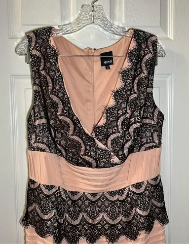 Melrose Coral/Black Lace Accent V Neck Sleeveless Dress 14W Size undefined