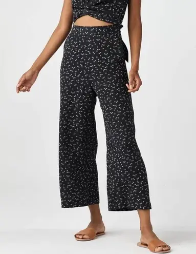 VETTA Capsule Black Ditsy Floral Wide Leg Trouser Pants Size 16 Made USA Tencel