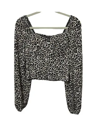 Sincerely Jules  Long Sleeve Cropped Leopard Print Top Built In Bra Sz Medium NEW