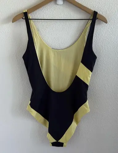 ONIA Swimsuit Rachel Colorblock Black and Yellow One-Piece Swimsuit Medium