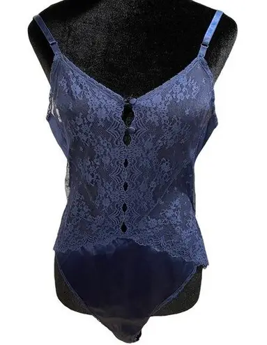 Vanity Fair Vintage Blue Sheer Floral Lace Lingerie Coquette Intimates Teddie