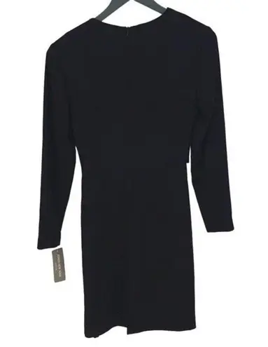 Jones New York  Women's On The Town Surpliced Faux Wrap Dress Black Size 4 NWT