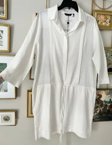 Zoa white linen cotton shirtdress tunic