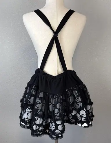 Tripp NYC Suspenders Skull Mini Skirt Size XXL Black White Tulle Ruffle Goth