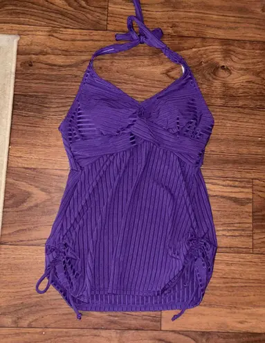 Purple tankini and short swim suit set halter top Size M