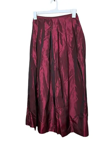 NWT Vintage Tofy Burgundy Maxi Skirt Pleated Long Evening Formal Womens 8 Red