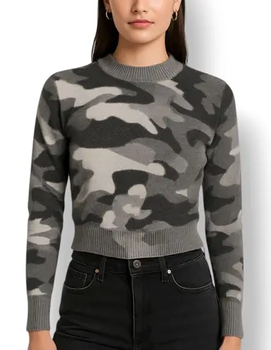 27 Miles Cashmere Gray Camo Cropped Sweater XS Metallic Soft Knit Pullover