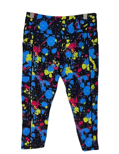 Constantly Varied Gear CVG Leggings Women's Large Paint Splatter Workout Cropped Black