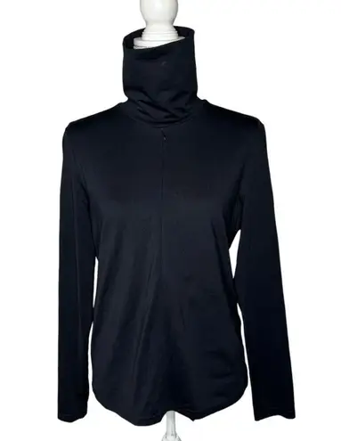 Worth New York Zip Front Black Long Sleeve Turtleneck Top Medium