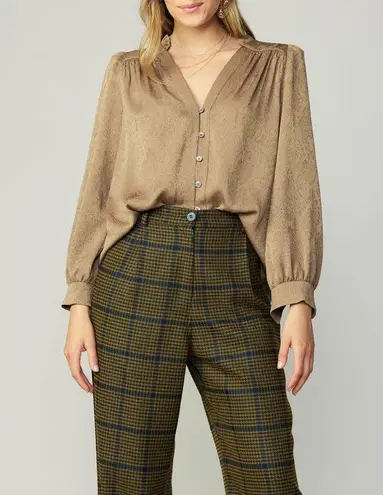 Current Air NEW Shirred Jacquard Blouse - BRONZE