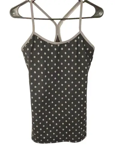 Lululemon  Size 8 Polka Dot Power Y Black Gray Yoga Workout Fitness Tank Top