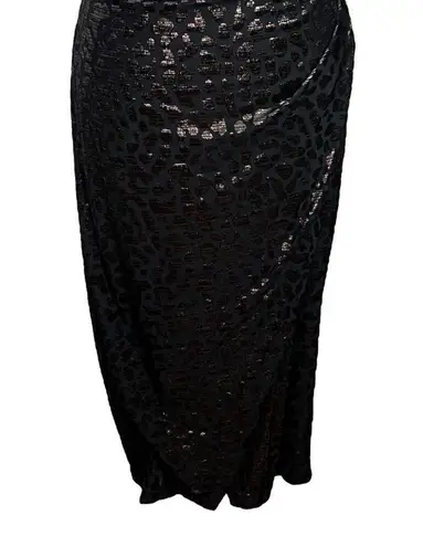 IRO Bexly Leopard Metallic Asymmetrical Midi Dress One Shoulder Black FR42 US10