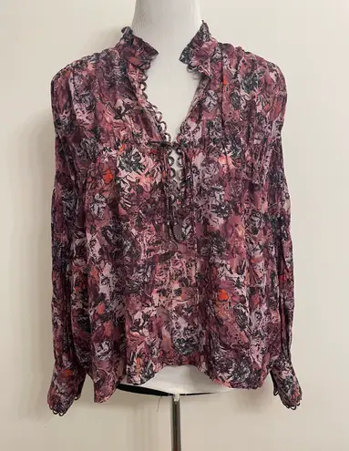 IRO NWT Paris Jorik Floral Blouse in Burgundy