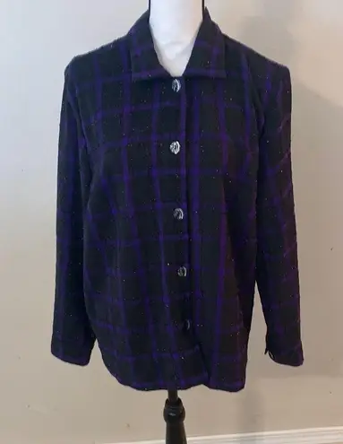 cj banks C.J. Banks Blazer Size X Shimmering Black Checkered with Purple Stripes