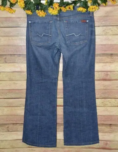 Ladies Seven for All Mankind Wide Leg Crop Vintage Dojo Jeans Size 32 Light Wash Blue
