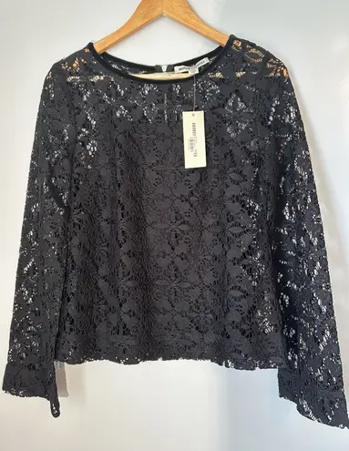 Lace Crochet Top With Velour Collar Black Small Whimsy Goth Biker