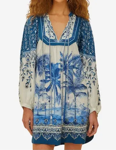 Farm Rio Palm Tree Beach Off-White Mini Dress NWT