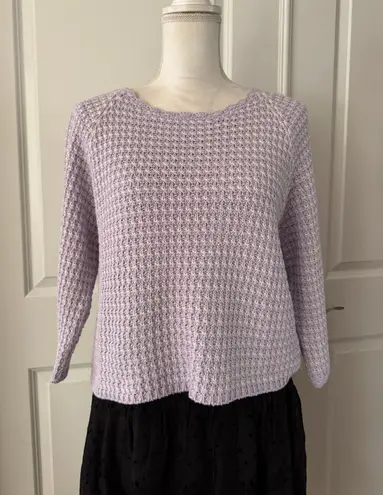 Minnie Rose Cotton Cropped 3/4 Sleeves Crewneck Sweater