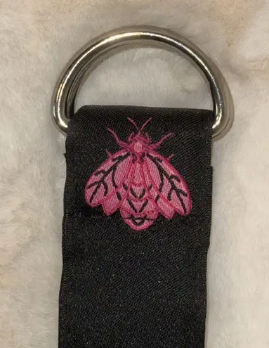 Pink & Black Fly Print D Ring Belt Women’s S Small By Top It Off Funky Whimsical