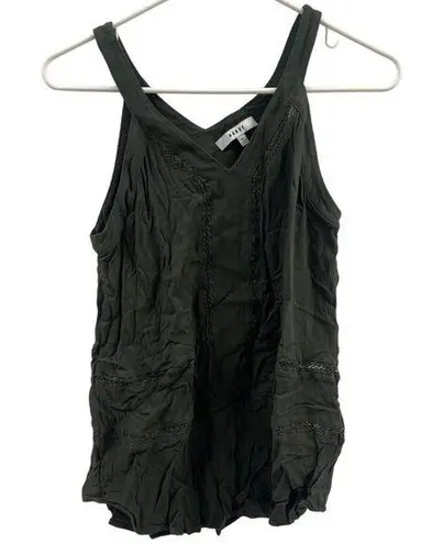 Ro & De Womens Green Sleeveless Top W/ Crochet Details Size M