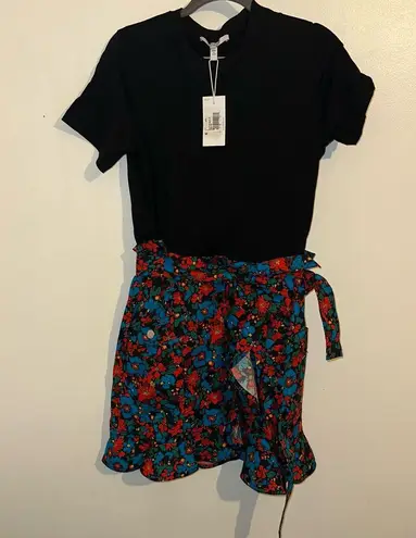 DEREK LAM 10 CROSBY Hudson Mix Media Cotton Dress Black Multi Color Size 6 NEW