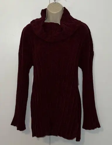 89th & Madison Ribbed Chenille Turtleneck Sweater Plum Women’s Large L Purple