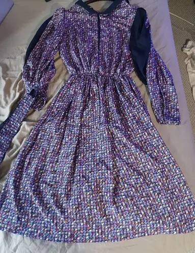 Studio 1 New York vintage groovy purple pink geometric fit & flare dress size 12
