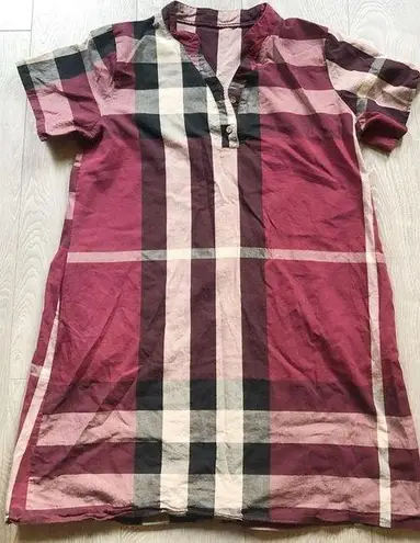 Macy's Macy’s Plaid Burgundy Mini Summer Dress