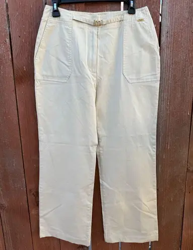 St. John Sport Cream Wide Leg with Gold Hardware Classic Pants Women’s Size 6