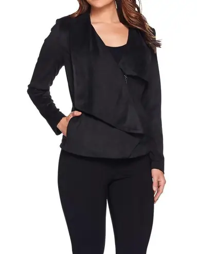 H by Halston H Halston Faux Suede Asymmetrical Motorcycle Jacket Moto Maroon Burgundy Womens