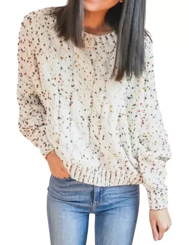 Ee:some Confetti Cable Knit Sweater Womens S/M Ivory Chunky Colorful Size undefined