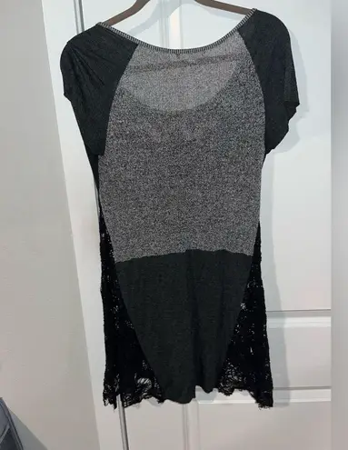 Harley Davidson  Handmade Mixed Media Cotton/Lace Mix Tunic Top Size Large