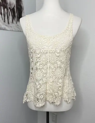 Finn and Clover Anthropologie Crocheted Tank Top Size S Bikini Cover Up Off White