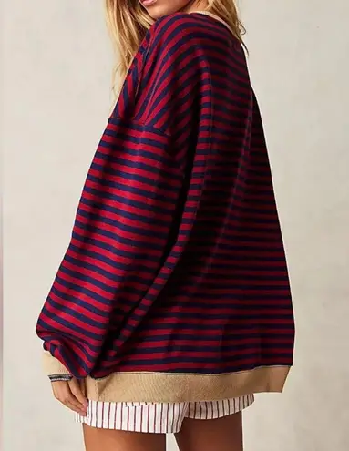 Free People Classic striped oversized crew neck