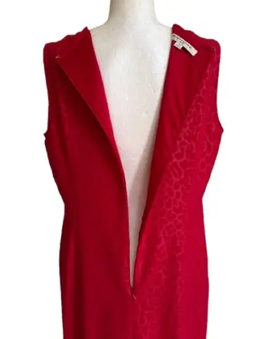 Evan Picone Dress Red Monochromatic Print Sleeveless Lined Holiday Dress Size 14