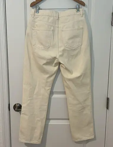 Ba&sh Amber High Waisted High Rise Straight Leg Jeans Off White Cream Size 8