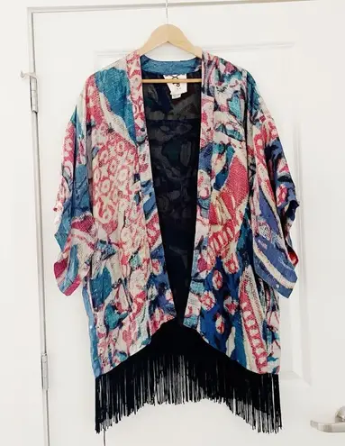 Figue Nomad Silk Patterned Fringe Kimono Red Size undefined