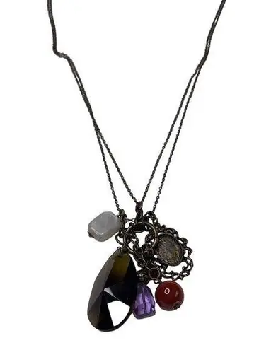 Mud Pie Charm Necklace Double Strand Chain Boho Bohemian Jewelry Marked u