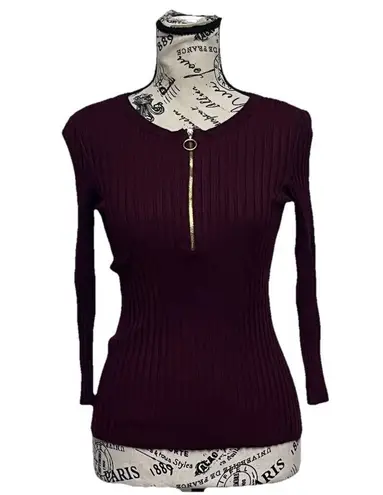 Vintage Y2k INC Purple Ribbed Zipper Sweater Slim Cropped Forest Fairy Hippie PM Size undefined