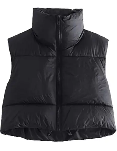 Cropped Puffer Vest Black Size M