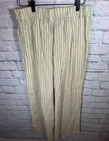 a.n.a  Striped Linen Blend cream color women’s wide leg pants size 10