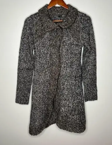prAna Angelica Cardigan Sweater Womens Sz XS Heathered Gray Long 1/3 Snap Mohair