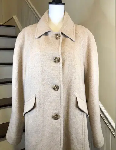 London Fog Women’s Oatmeal Wool Single Breast Button Down Coat Sz