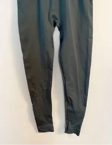 Set Active Leggings Womens Small Gray/Green Seamless Crop Ankle High Rise Ribbed