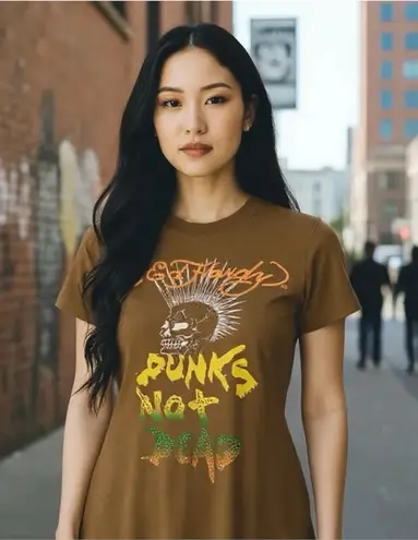 Ed Hardy new ☻︎ Punks Not Dead ☻︎ Barefoot Tee T Shirt Dress ☻︎ Tattoo Crystals