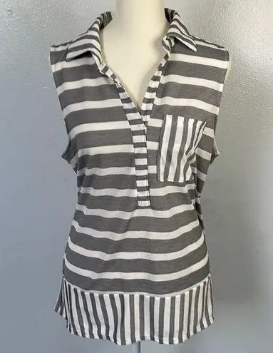 Ava James  v-neck tank top.  Size Large.  Striped.  Black and white.