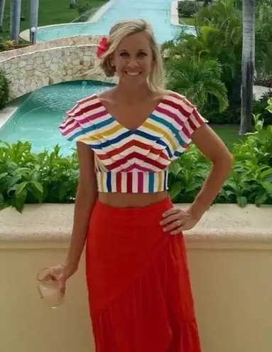 RTR Color Me Courtney Holly Ruffle Top size 4/ Small White