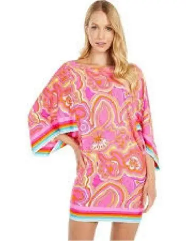 Trina Turk  25TH ANNIVERSARY MORNING SUNRISE JERSEY COVERUP PINK TUNIC DRESS