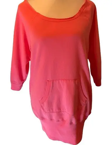 Cute lei off the shoulder sweatshirt w/ front pocket & raw neck Pink Size undefined