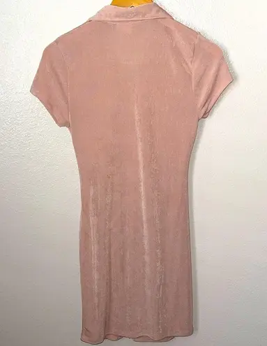 Vintage 90s Y2K grunge pink metallic button down collared dress M Size M